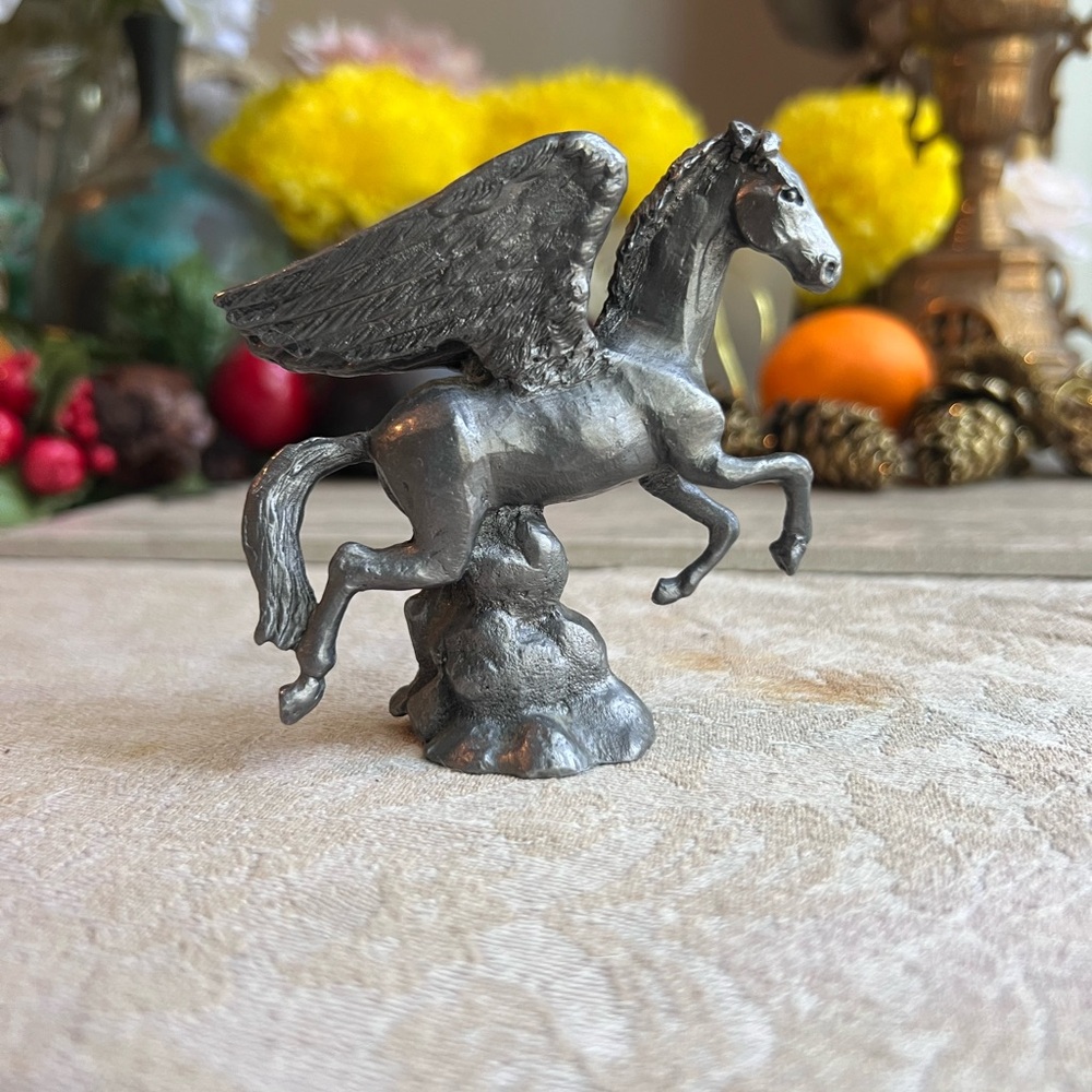 Unique Vintage Pewter Pegasus Figurine heavy!